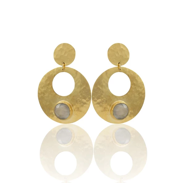 Kadir Jewellery 22 Ayar Altın Kaplama Vintage Küpe -El İşçiliği Ve Hipoalerjenik Küpe - Resim 5