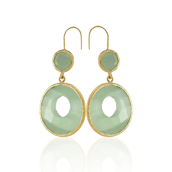 Kadir Jewellery 22 Ayar Altın Kaplama Kadın Taşlı Küpe -El İşçiliği Ve Hipoalerjenik Küpe - 4
