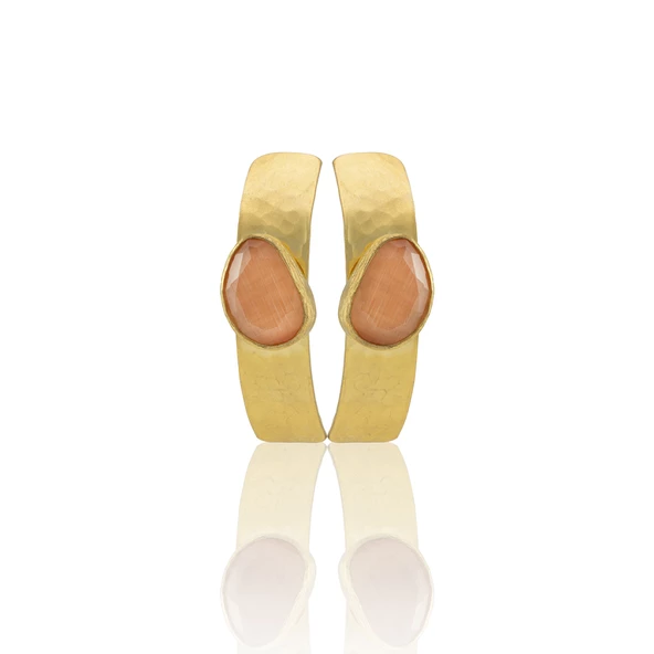 Kadir Jewellery 22 Ayar Altın Kaplama Vintage Küpe -El İşçiliği Ve Hipoalerjenik Küpe - Resim 5