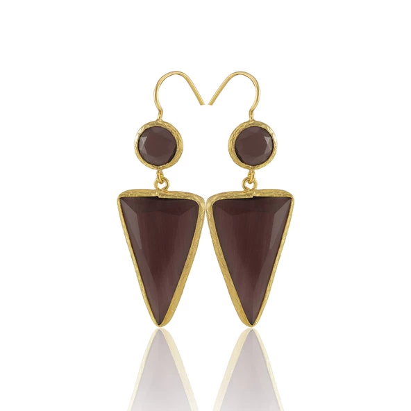 Kadir Jewellery 22 Ayar Altın Kaplama Kadın Sallantılı Küpe -El İşçiliği Ve Hipoalerjenik Küpe - Resim 8