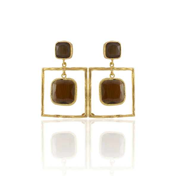 Kadir Jewellery 22 Ayar Altın Kaplama Kadın Sallantılı Küpe -El İşçiliği Ve Hipoalerjenik Küpe - Resim 5