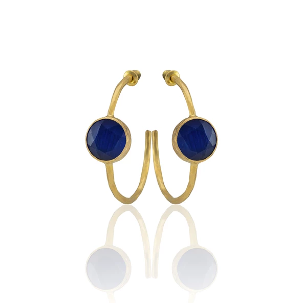 Kadir Jewellery 22 Ayar Altın Kaplama Kadın Taşlı Küpe -El İşçiliği Ve Hipoalerjenik Küpe - Resim 8