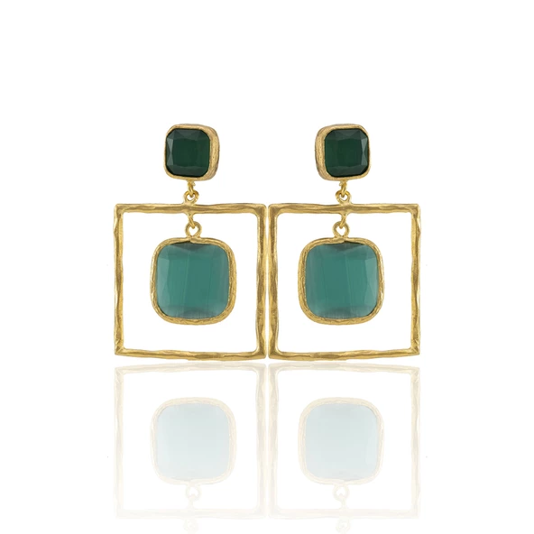 Kadir Jewellery 22 Ayar Altın Kaplama Kadın Sallantılı Küpe -El İşçiliği Ve Hipoalerjenik Küpe - Resim 2