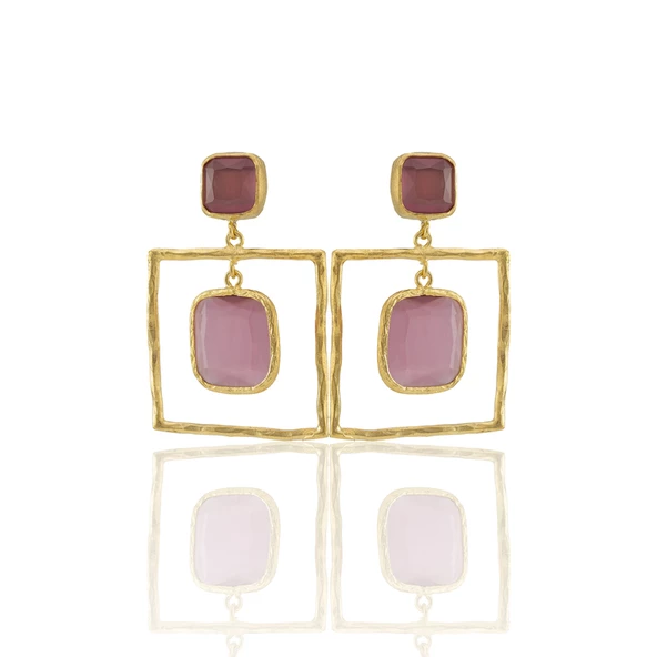 Kadir Jewellery 22 Ayar Altın Kaplama Kadın Sallantılı Küpe -El İşçiliği Ve Hipoalerjenik Küpe - Resim 6