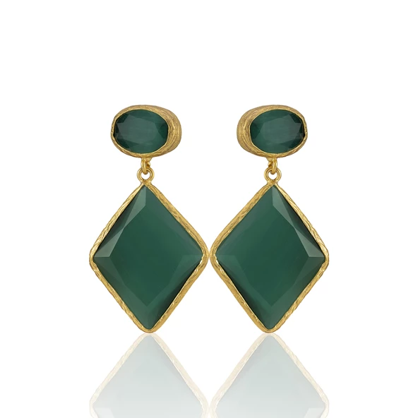 Kadir Jewellery 22 Ayar Altın Kaplama Kadın Sallantılı Küpe -El İşçiliği Ve Hipoalerjenik Küpe - Resim 2