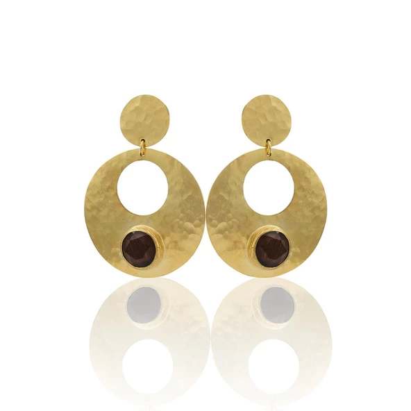 Kadir Jewellery 22 Ayar Altın Kaplama Vintage Küpe -El İşçiliği Ve Hipoalerjenik Küpe - Resim 6