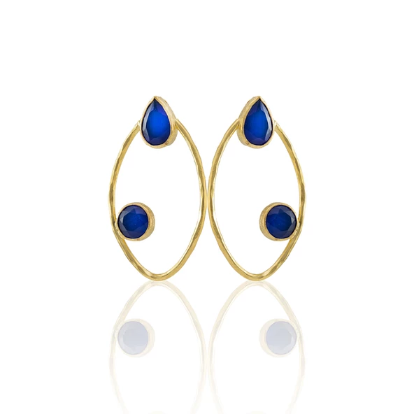 Kadir Jewellery 22 Ayar Altın Kaplama Geometrik Küpe -El İşçiliği Ve Hipoalerjenik Küpe - 9