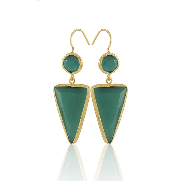 Kadir Jewellery 22 Ayar Altın Kaplama Kadın Sallantılı Küpe -El İşçiliği Ve Hipoalerjenik Küpe - Resim 2