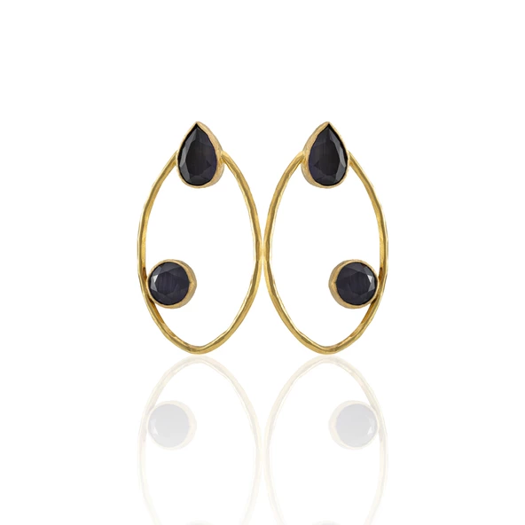Kadir Jewellery 22 Ayar Altın Kaplama Geometrik Küpe -El İşçiliği Ve Hipoalerjenik Küpe - 11