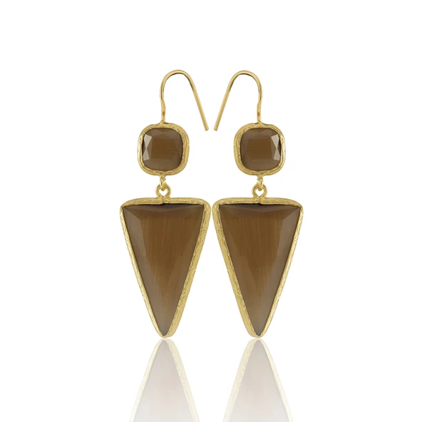 Kadir Jewellery 22 Ayar Altın Kaplama Kadın Sallantılı Küpe -El İşçiliği Ve Hipoalerjenik Küpe - Resim 5