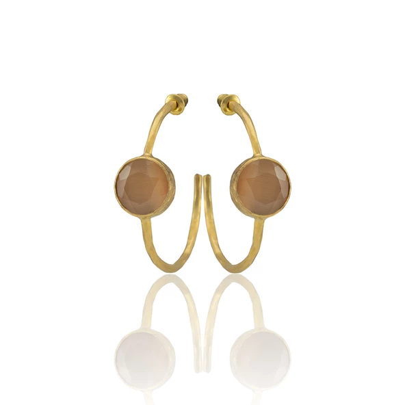 Kadir Jewellery 22 Ayar Altın Kaplama Kadın Taşlı Küpe -El İşçiliği Ve Hipoalerjenik Küpe - Resim 6