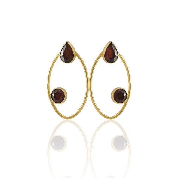 Kadir Jewellery 22 Ayar Altın Kaplama Geometrik Küpe -El İşçiliği Ve Hipoalerjenik Küpe - 8
