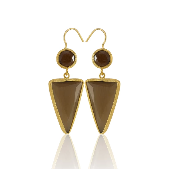 Kadir Jewellery 22 Ayar Altın Kaplama Kadın Sallantılı Küpe -El İşçiliği Ve Hipoalerjenik Küpe - Resim 5