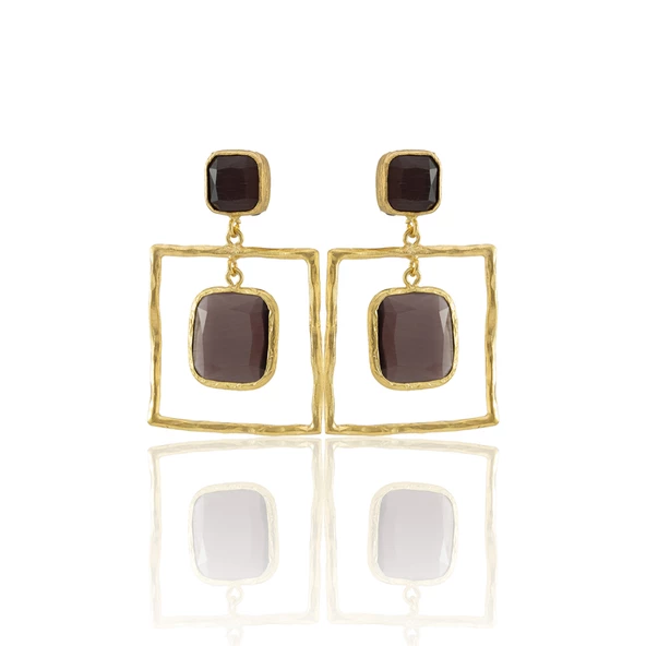 Kadir Jewellery 22 Ayar Altın Kaplama Kadın Sallantılı Küpe -El İşçiliği Ve Hipoalerjenik Küpe - Resim 8