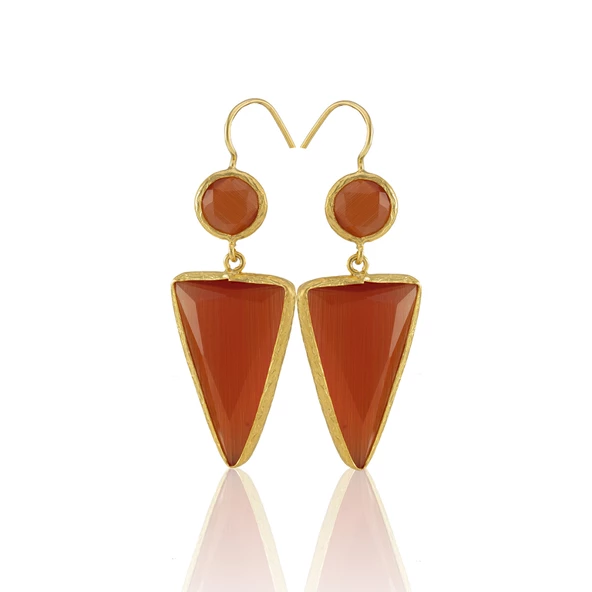 Kadir Jewellery 22 Ayar Altın Kaplama Kadın Sallantılı Küpe -El İşçiliği Ve Hipoalerjenik Küpe