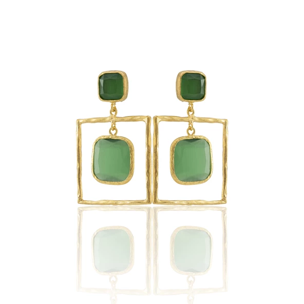 Kadir Jewellery 22 Ayar Altın Kaplama Kadın Sallantılı Küpe -El İşçiliği Ve Hipoalerjenik Küpe - Resim 3