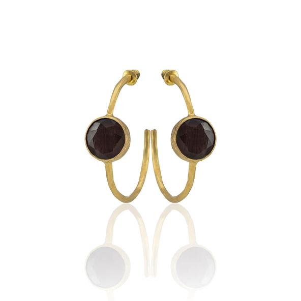 Kadir Jewellery 22 Ayar Altın Kaplama Kadın Taşlı Küpe -El İşçiliği Ve Hipoalerjenik Küpe - Resim 7