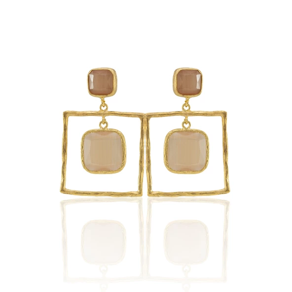 Kadir Jewellery 22 Ayar Altın Kaplama Kadın Sallantılı Küpe -El İşçiliği Ve Hipoalerjenik Küpe - Resim 7