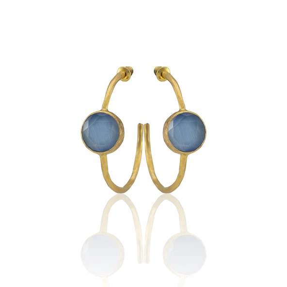 Kadir Jewellery 22 Ayar Altın Kaplama Kadın Taşlı Küpe -El İşçiliği Ve Hipoalerjenik Küpe - Resim 12