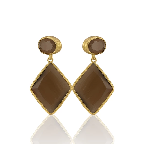 Kadir Jewellery 22 Ayar Altın Kaplama Kadın Sallantılı Küpe -El İşçiliği Ve Hipoalerjenik Küpe - Resim 5