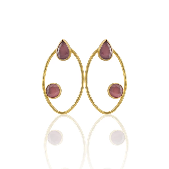 Kadir Jewellery 22 Ayar Altın Kaplama Geometrik Küpe -El İşçiliği Ve Hipoalerjenik Küpe - 6