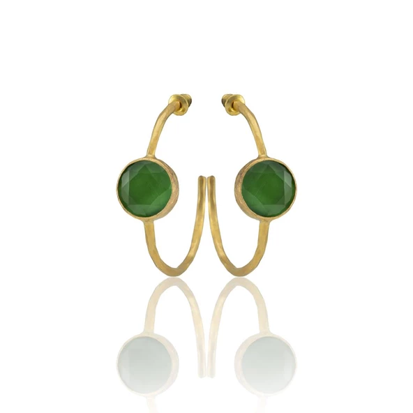 Kadir Jewellery 22 Ayar Altın Kaplama Kadın Taşlı Küpe -El İşçiliği Ve Hipoalerjenik Küpe - Resim 2