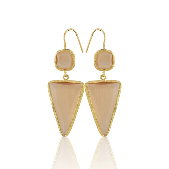 Kadir Jewellery 22 Ayar Altın Kaplama Kadın Sallantılı Küpe -El İşçiliği Ve Hipoalerjenik Küpe - Resim 6