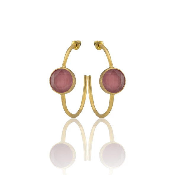 Kadir Jewellery 22 Ayar Altın Kaplama Kadın Taşlı Küpe -El İşçiliği Ve Hipoalerjenik Küpe - Resim 5