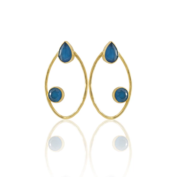 Kadir Jewellery 22 Ayar Altın Kaplama Geometrik Küpe -El İşçiliği Ve Hipoalerjenik Küpe - 10
