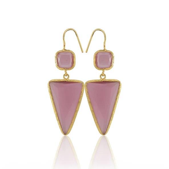 Kadir Jewellery 22 Ayar Altın Kaplama Kadın Sallantılı Küpe -El İşçiliği Ve Hipoalerjenik Küpe