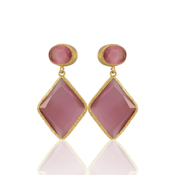 Kadir Jewellery 22 Ayar Altın Kaplama Kadın Sallantılı Küpe -El İşçiliği Ve Hipoalerjenik Küpe - Resim 6