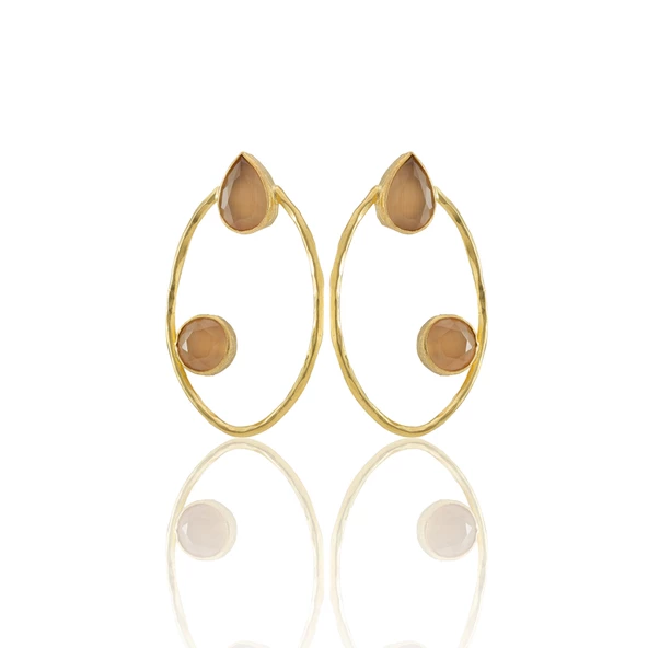 Kadir Jewellery 22 Ayar Altın Kaplama Geometrik Küpe -El İşçiliği Ve Hipoalerjenik Küpe - 7