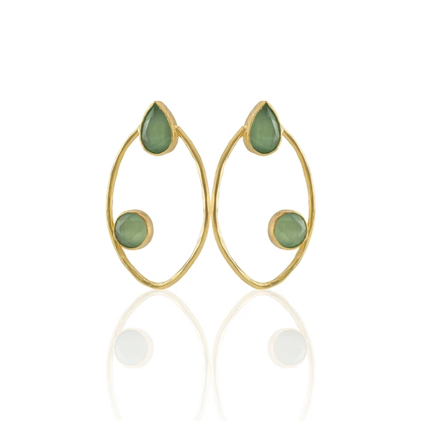 Kadir Jewellery 22 Ayar Altın Kaplama Geometrik Küpe -El İşçiliği Ve Hipoalerjenik Küpe - 4