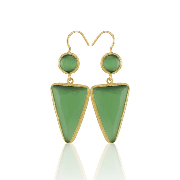 Kadir Jewellery 22 Ayar Altın Kaplama Kadın Sallantılı Küpe -El İşçiliği Ve Hipoalerjenik Küpe - Resim 3