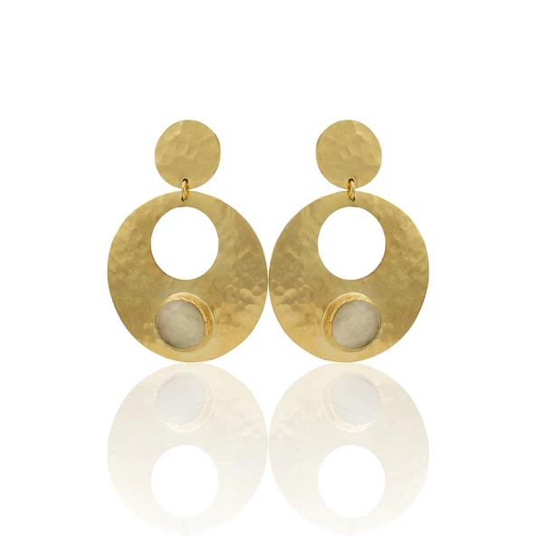 Kadir Jewellery 22 Ayar Altın Kaplama Vintage Küpe -El İşçiliği Ve Hipoalerjenik Küpe - Resim 3