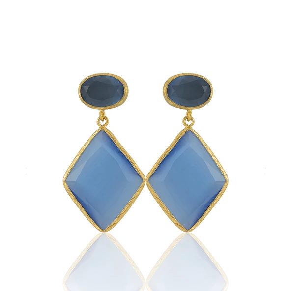 Kadir Jewellery 22 Ayar Altın Kaplama Kadın Sallantılı Küpe -El İşçiliği Ve Hipoalerjenik Küpe - Resim 12