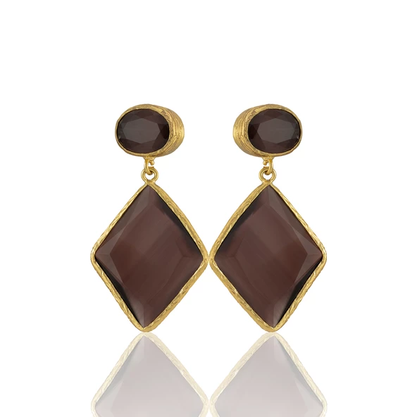 Kadir Jewellery 22 Ayar Altın Kaplama Kadın Sallantılı Küpe -El İşçiliği Ve Hipoalerjenik Küpe - Resim 8