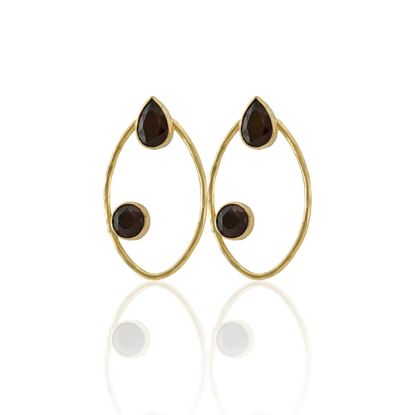 Kadir Jewellery 22 Ayar Altın Kaplama Geometrik Küpe -El İşçiliği Ve Hipoalerjenik Küpe - 5