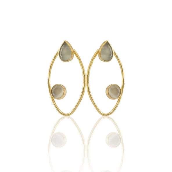 Kadir Jewellery 22 Ayar Altın Kaplama Geometrik Küpe -El İşçiliği Ve Hipoalerjenik Küpe - 12