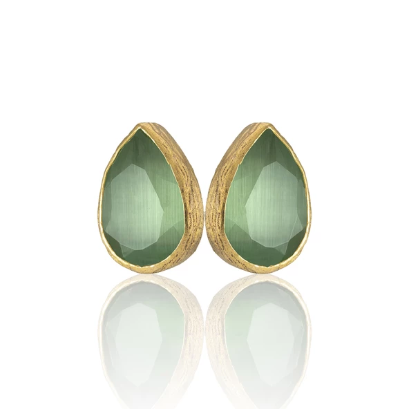 Kadir Jewellery 22 Ayar Altın Kaplama Kadın Minimal Küpe -El İşçiliği Ve Hipoalerjenik Küpe - Resim 4