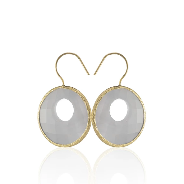 Kadir Jewellery 22 Ayar Altın Kaplama Kadın Taşlı Küpe -El İşçiliği Ve Hipoalerjenik Küpe - 6