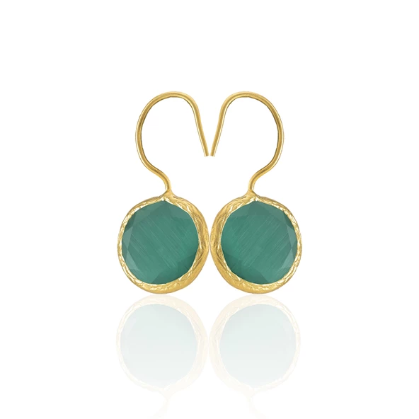 Kadir Jewellery 22 Ayar Altın Kaplama Kadın Taşlı Küpe -El İşçiliği Ve Hipoalerjenik Küpe -E01 - Resim 2