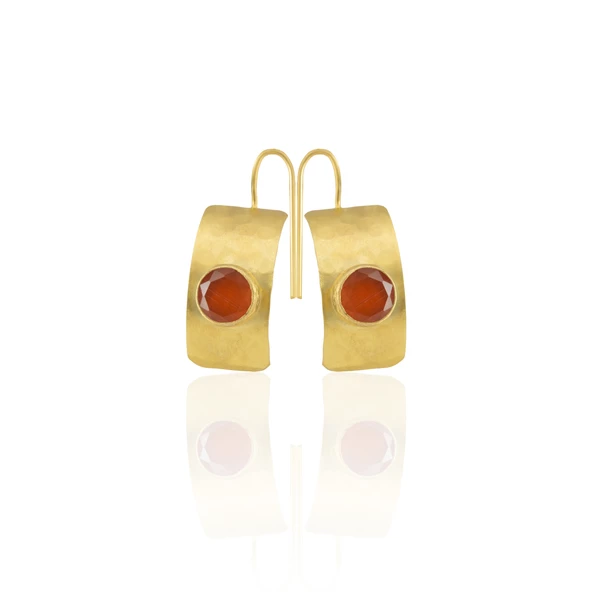 Kadir Jewellery 22 Ayar Altın Kaplama Kadın Minimal Küpe -El İşçiliği Ve Hipoalerjenik Küpe