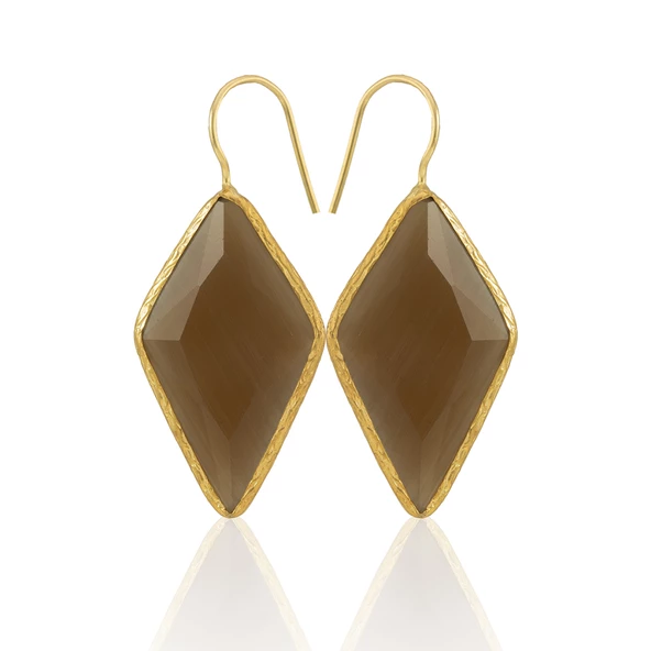 Kadir Jewellery 22 Ayar Altın Kaplama Vintage Küpe -El İşçiliği Ve Hipoalerjenik Küpe - Resim 5