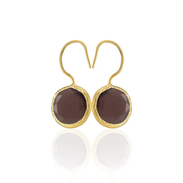 Kadir Jewellery 22 Ayar Altın Kaplama Kadın Taşlı Küpe -El İşçiliği Ve Hipoalerjenik Küpe -E01 - Resim 8