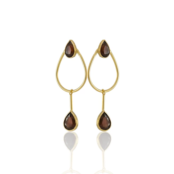 Kadir Jewellery 22 Ayar Altın Kaplama Kadın Sallantılı Küpe -El İşçiliği Ve Hipoalerjenik Küpe-E85 - 8
