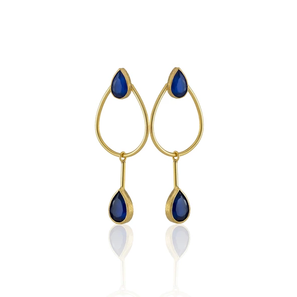 Kadir Jewellery 22 Ayar Altın Kaplama Kadın Sallantılı Küpe -El İşçiliği Ve Hipoalerjenik Küpe-E85 - 9