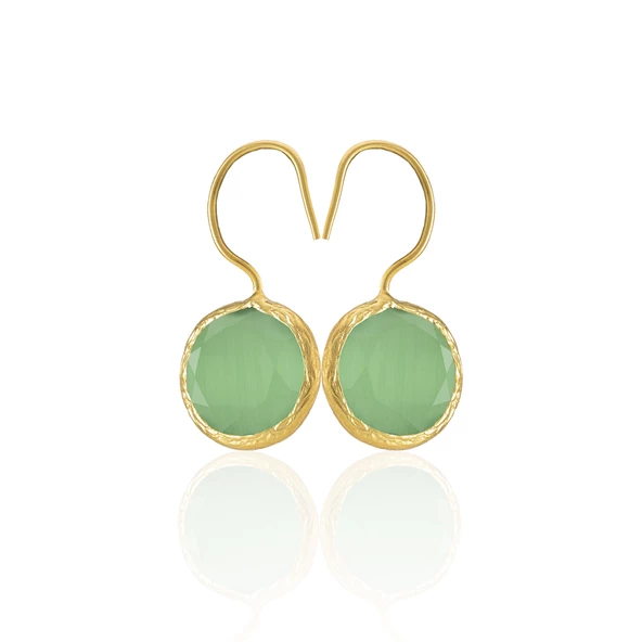 Kadir Jewellery 22 Ayar Altın Kaplama Kadın Taşlı Küpe -El İşçiliği Ve Hipoalerjenik Küpe -E01 - Resim 3