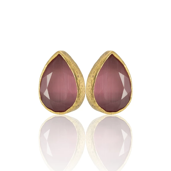 Kadir Jewellery 22 Ayar Altın Kaplama Kadın Minimal Küpe -El İşçiliği Ve Hipoalerjenik Küpe - Resim 6