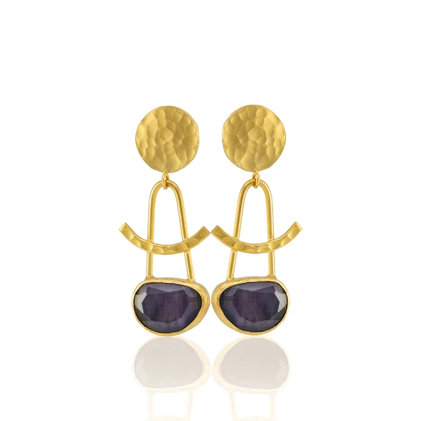 Kadir Jewellery 22 Ayar Altın Kaplama Vintage Küpe -El İşçiliği Ve Hipoalerjenik Küpe - Resim 11